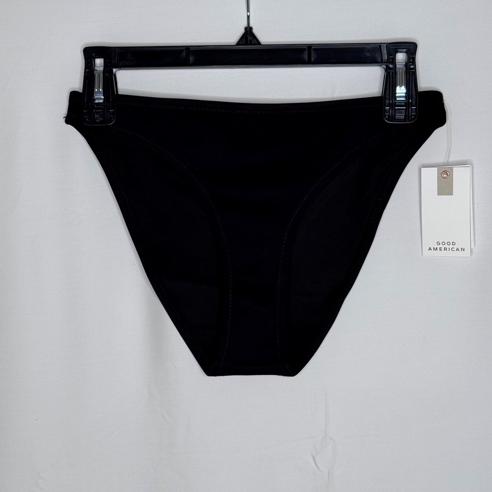 Good American High Rise Bikini Bottom Black  GSW0773 k001 Size Small
